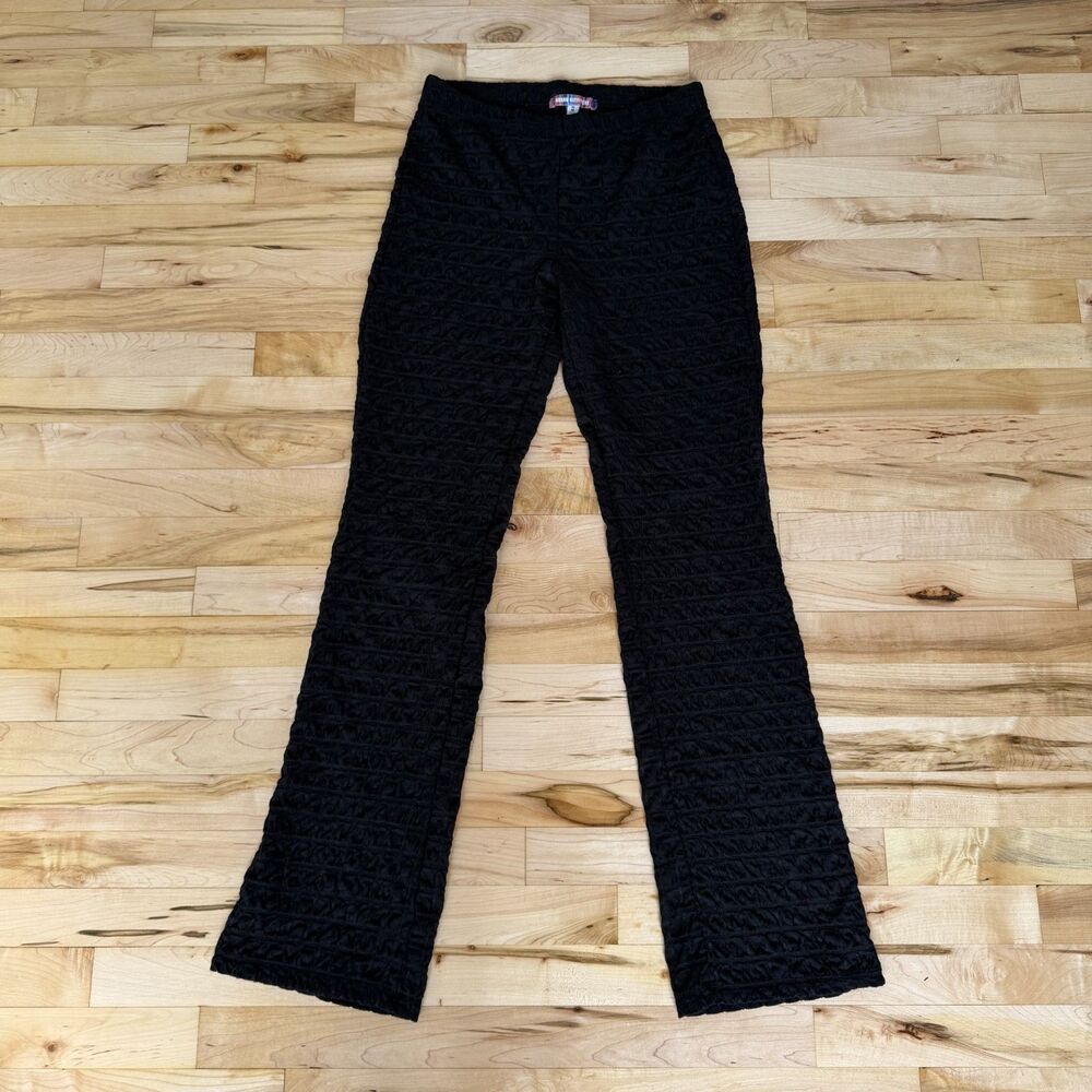 Y2K Urban Outfitters Black Textured Ruched Flare Pants
